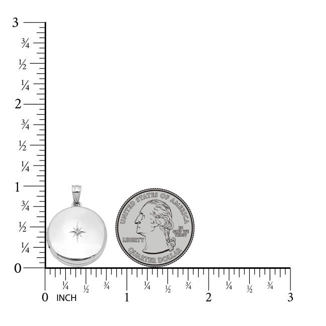 Sterling Silver Diamond Round Photo Locket