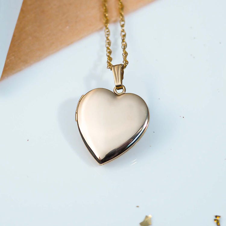 14k Gold Filled Small Heart Photo Locket - 2/3 inch x 2/3 inch