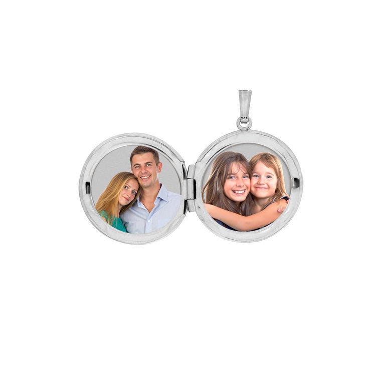 Sterling Silver Diamond Round Photo Locket