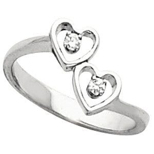 Solid Gold Double Heart Ring W/ Diamonds