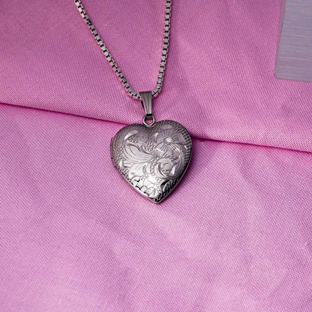 Sterling Silver Floral Heart Photo Locket