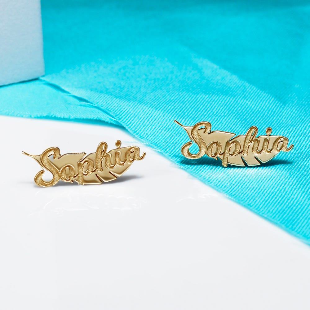 Pair of Feather Name Earrings