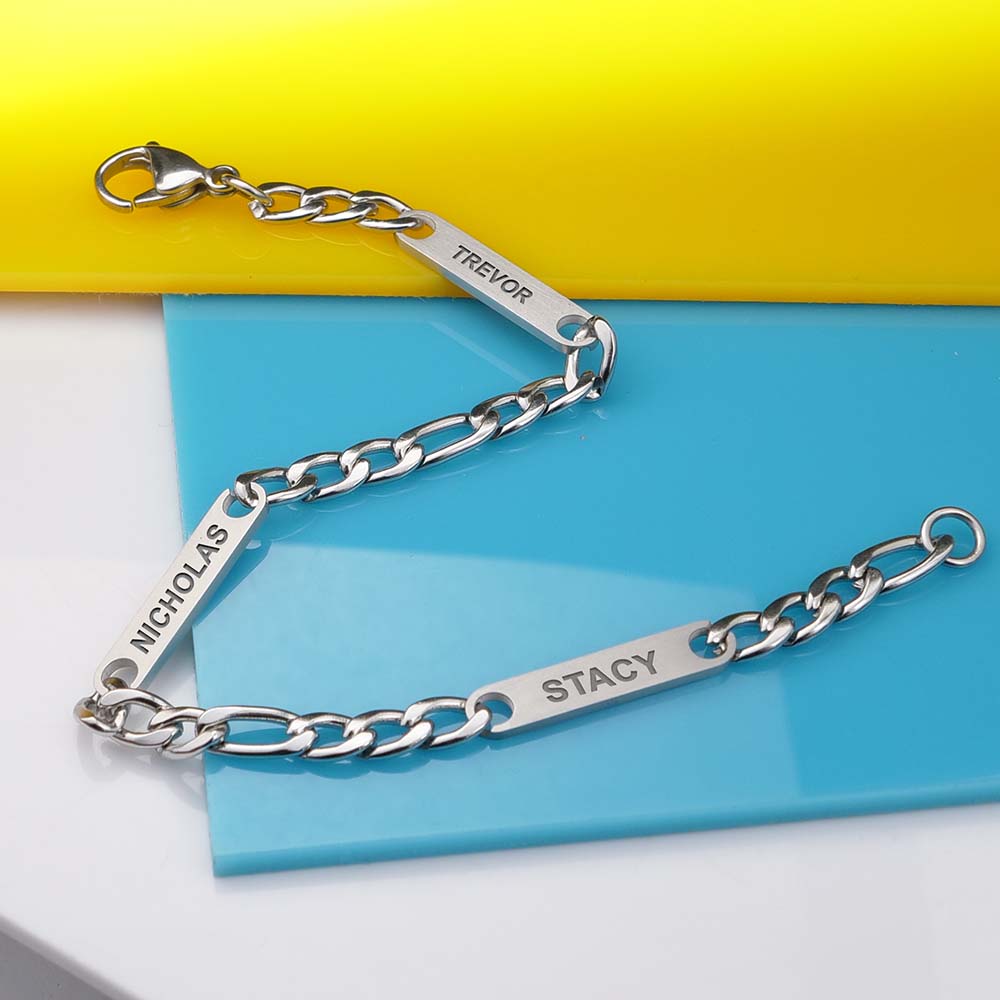 Men's Figaro Personalized Name ID Bracelet