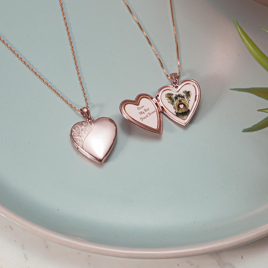 Rose Gold Plated Floral Heart Photo Locket