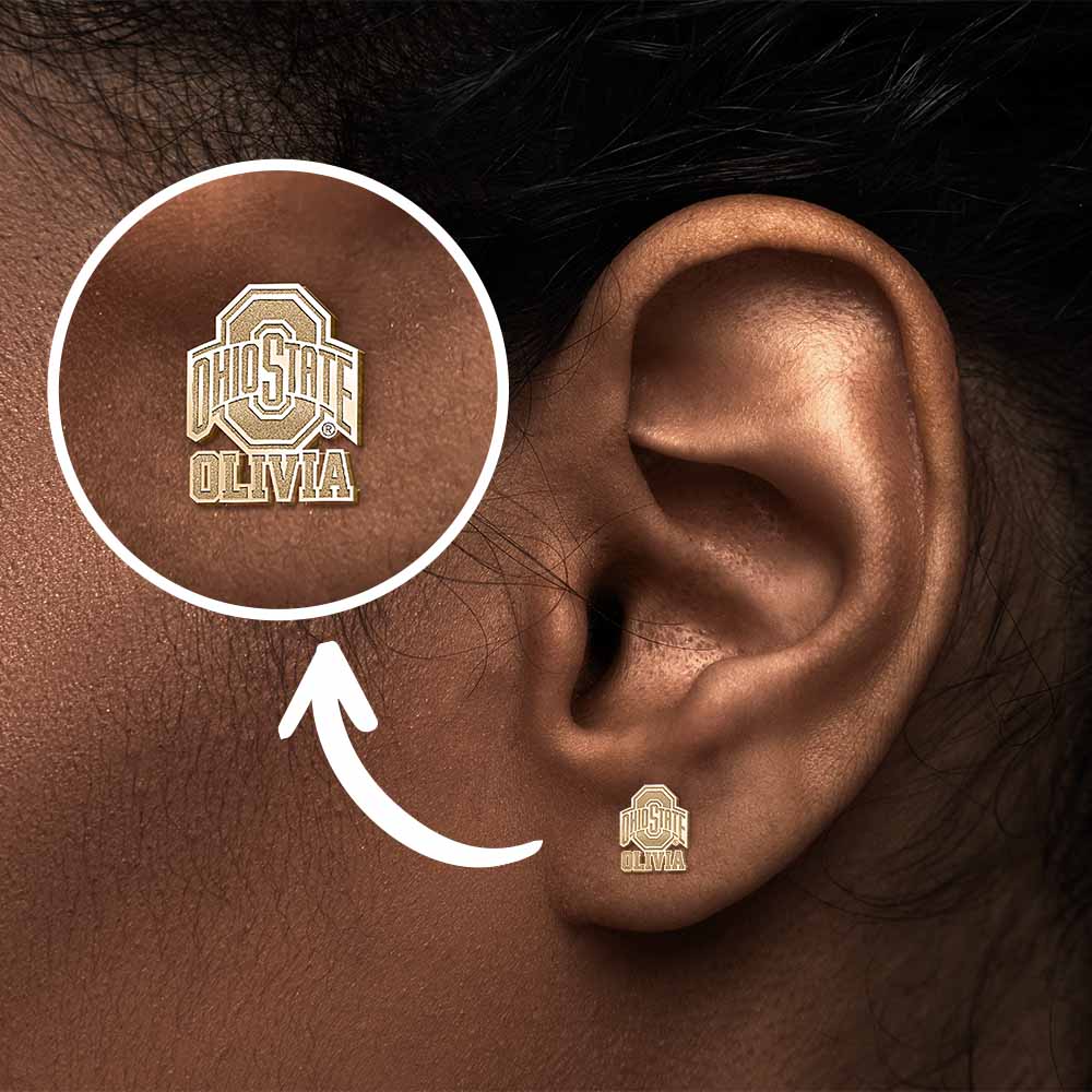 Personalized Pair Of Ohio State Logo with Name Earrings