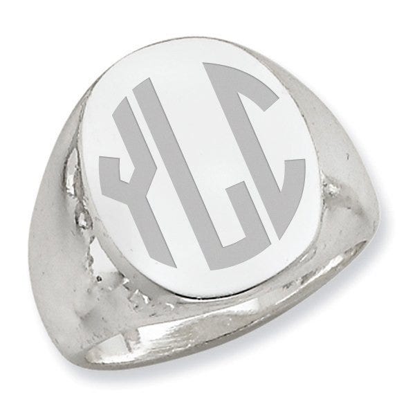 Sterling Silver Men's Oval Solid Back Signet Ring