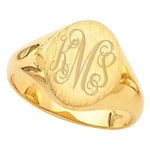 14K Gold Women's Oval Signet Ring