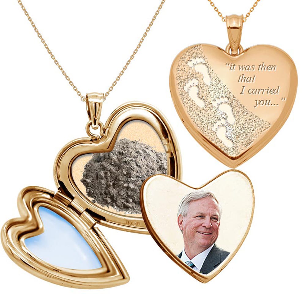 'Always in my Heart - Footprints' Cremation & Hair Photo Locket