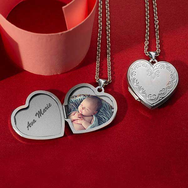 Sterling Silver Floral Heart Photo Locket