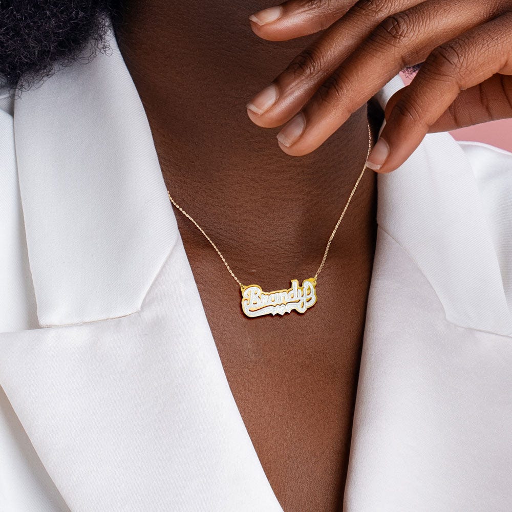 Diamond Cut Script Name Necklace with Chain Included