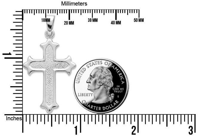 Sterling Silver Polished and Textured Cross Pendant