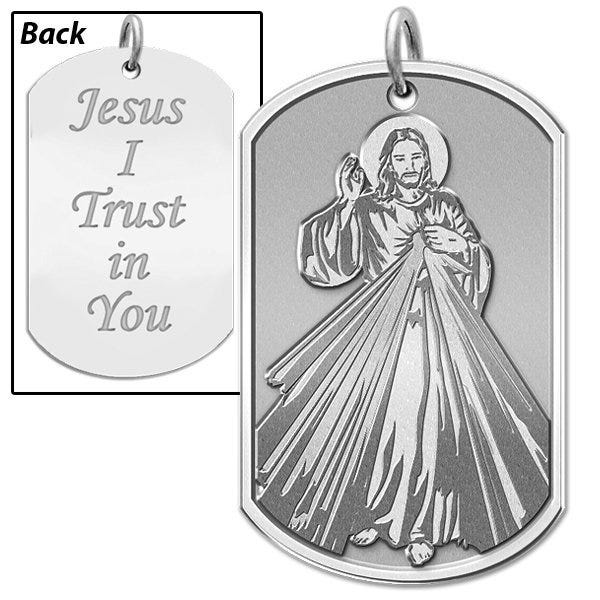Divine Mercy - Double Sided Dog Tag Religious Medal "EXCLUSIVE"