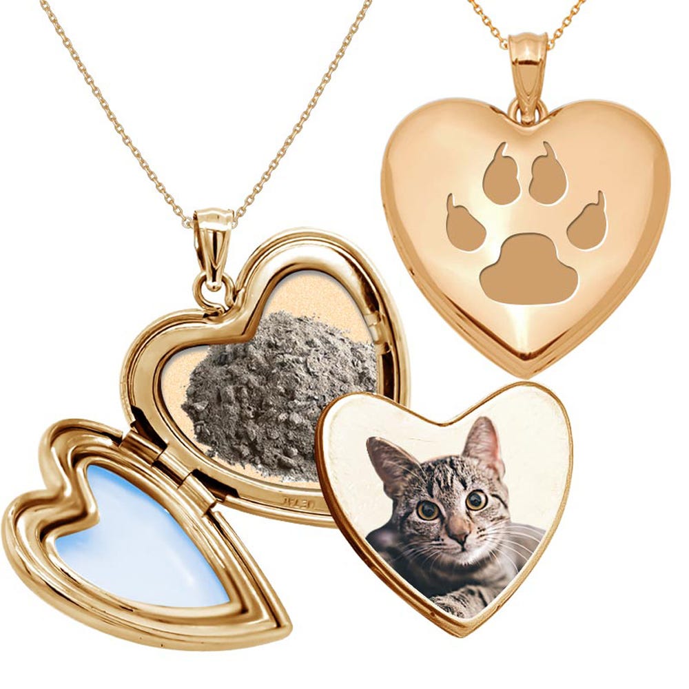 Cat Paw Print Cremation & Hair Photo Locket