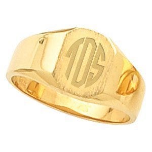 14K Gold Women's Octagon Signet Ring