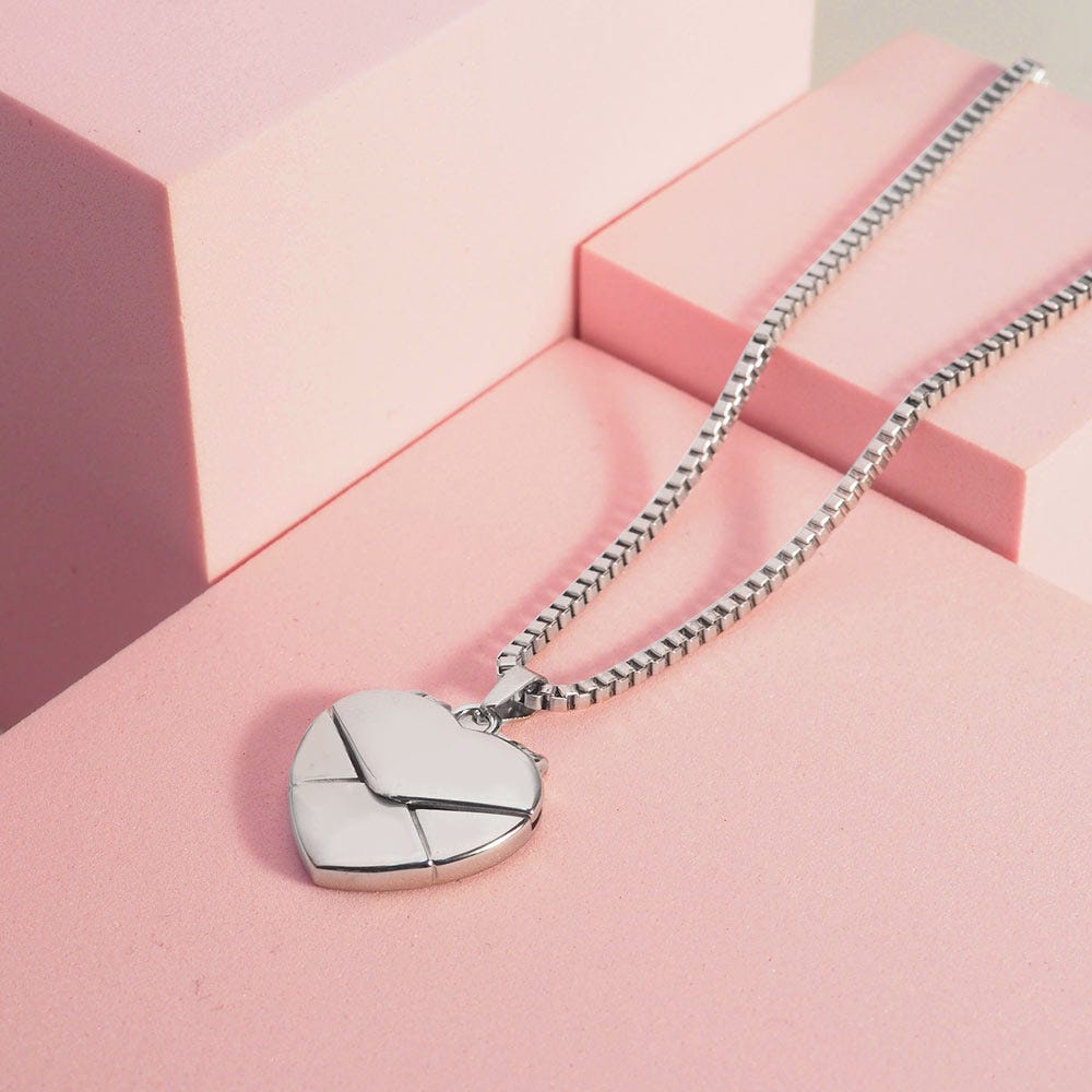 Stainless Steel Envelope Heart Photo Locket