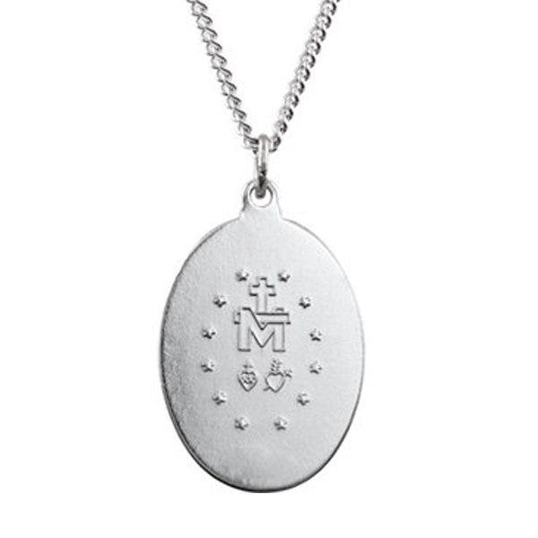 Sterling Silver Miraculous Medal With Blue Enamel