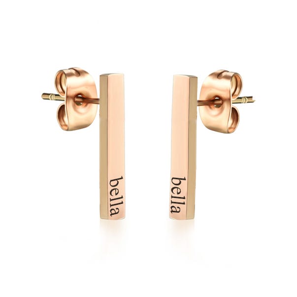 Petite Vertical Bar Name or Initial Earrings