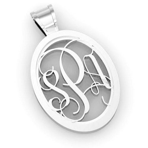 Oval Monogram 3-Letter Vine Cut-Out Pendant