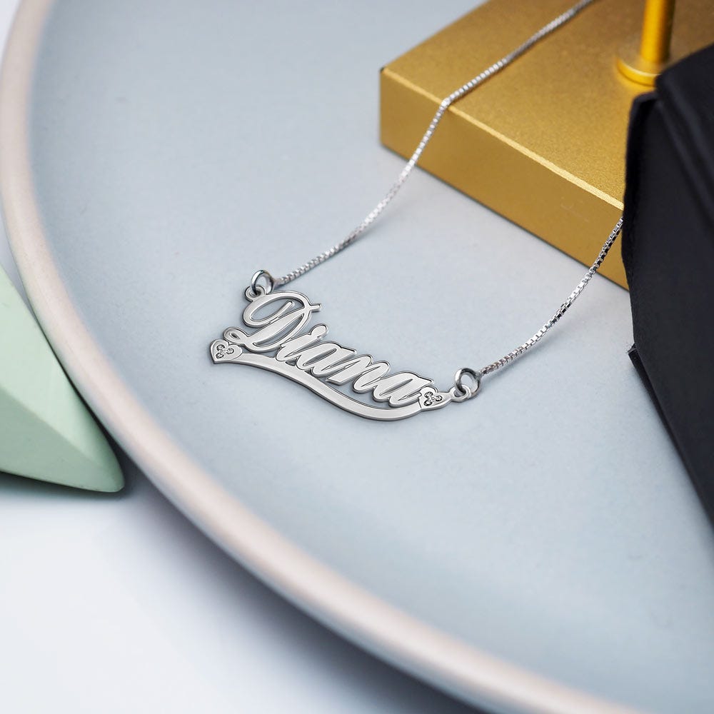 Diamond Heart Name Necklace