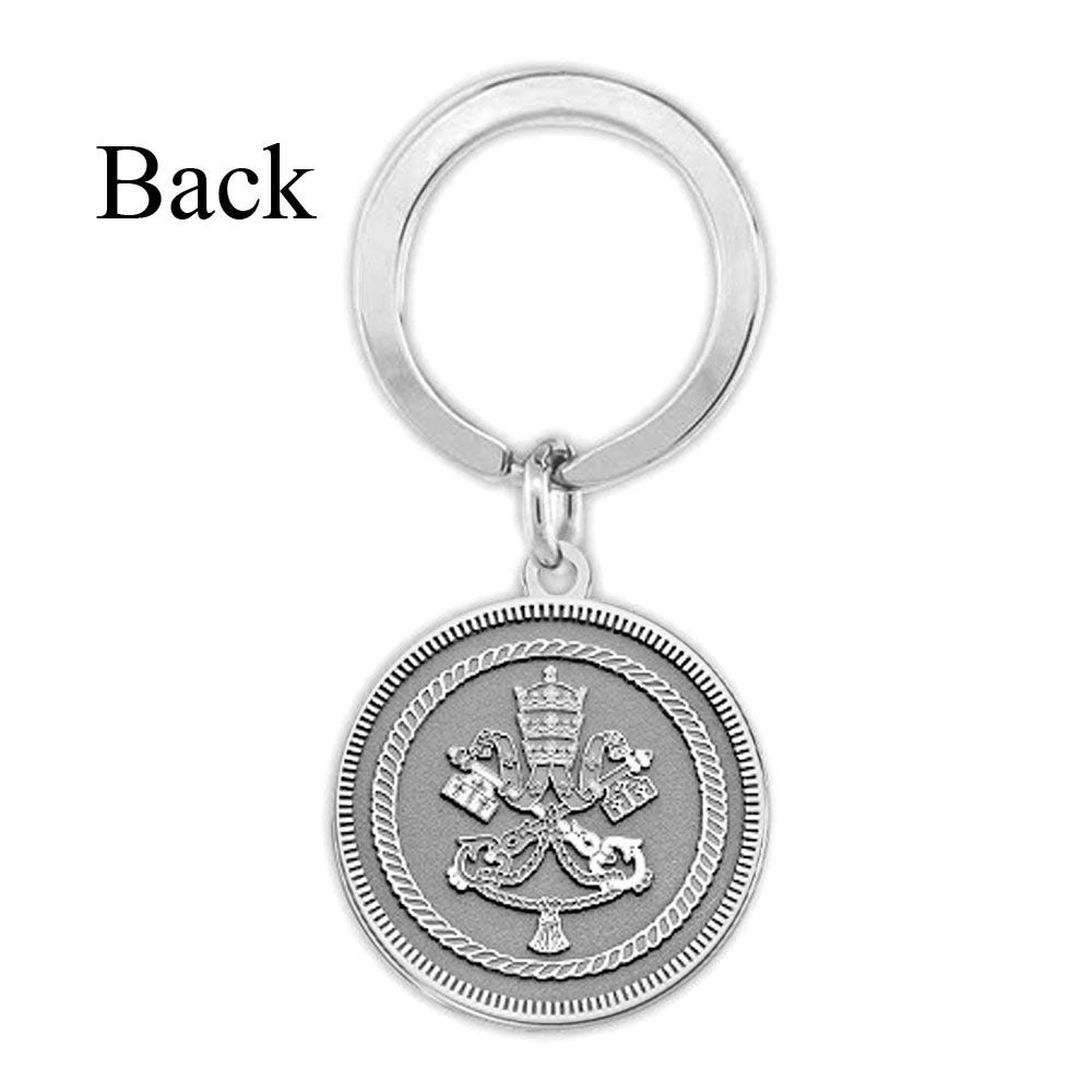Pope Emeritus Benedict XVI Memorial Commemorative Double-Sided Religous Embossed Keychain