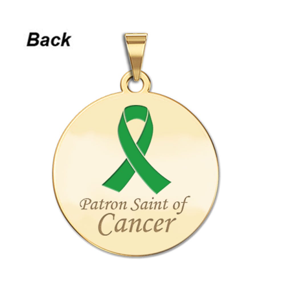 Saint Peregrine Double Sided Patron Saint of Cancer Round Religious Medal w/ Color Ribbon