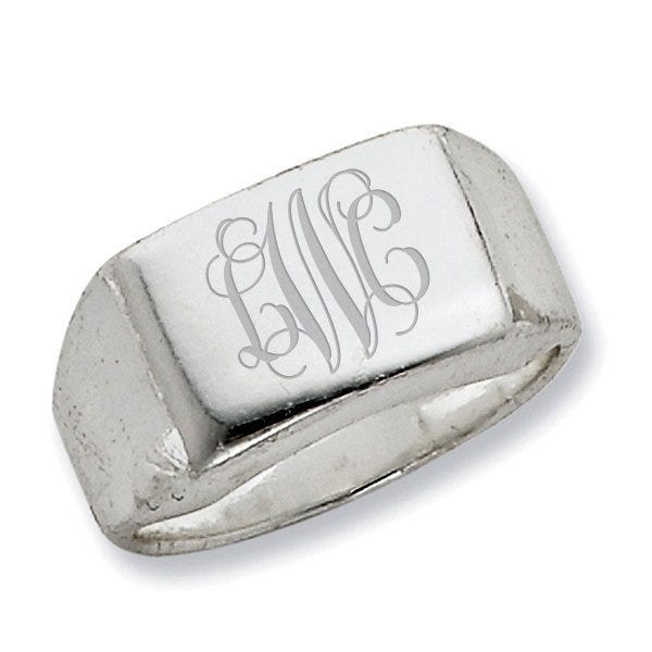 Sterling Silver Women's Rectangle Signet Ring