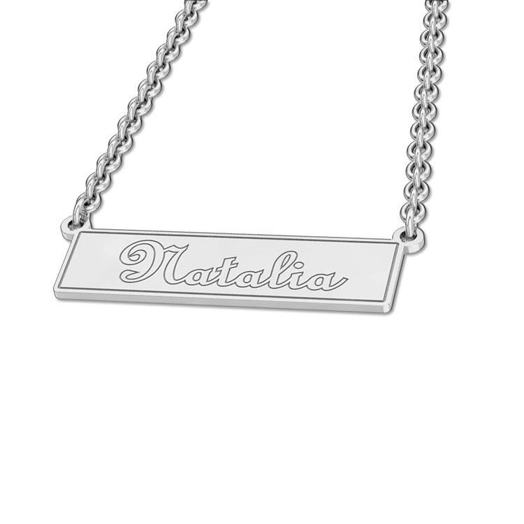 Personalized Name Bar Pendant with Name w/ 16" Chain