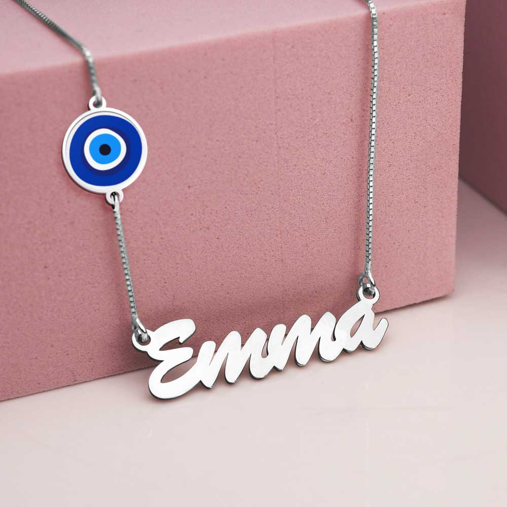 Evil Eye Custom Name Necklace