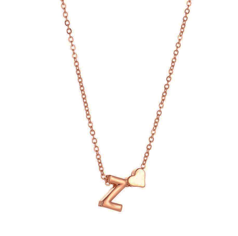 Petite Heart Initial Necklace with Chain