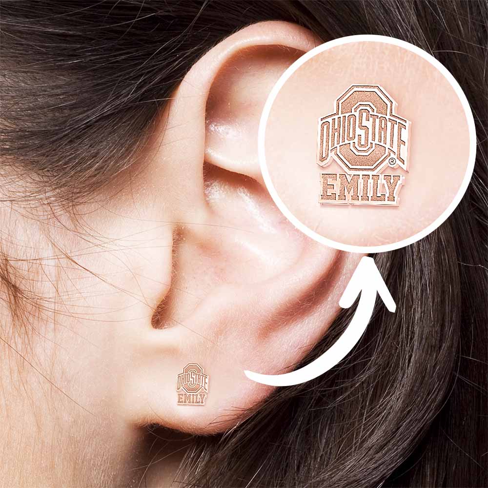 Personalized Pair Of Ohio State Logo with Name Earrings