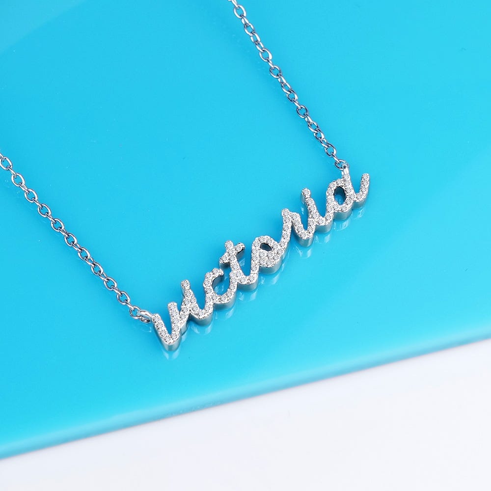 Script Diamond Name Necklace With Elegant Chain Included