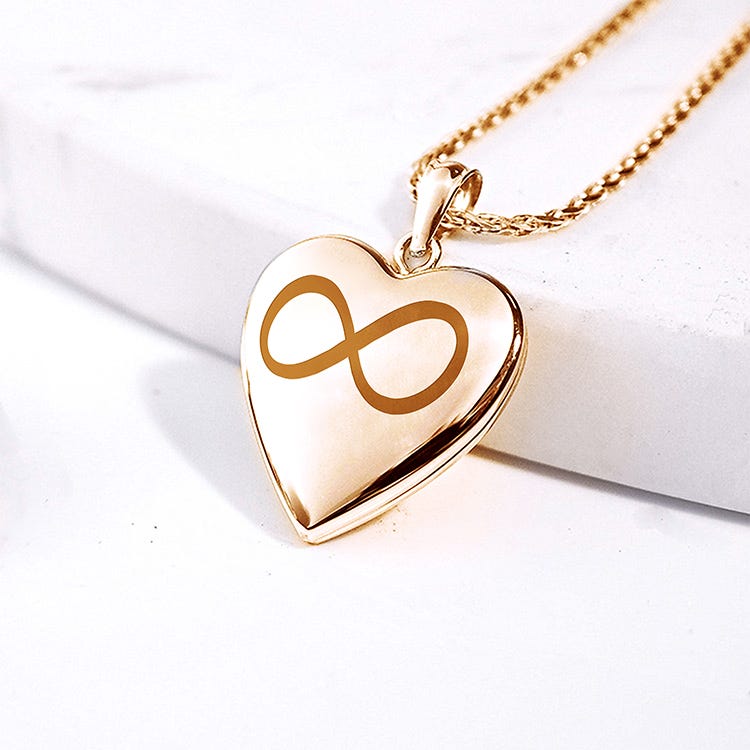 Yellow Gold Infinity Heart Photo Locket