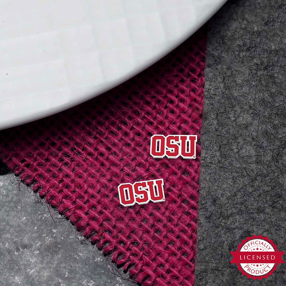 Pair Of OSU Color Enamel Earrings