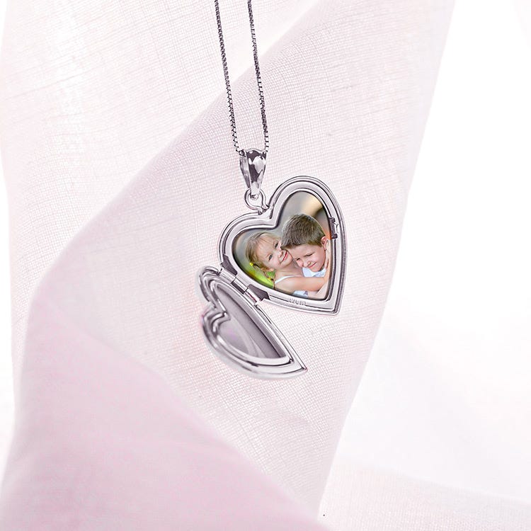 Sterling Silver Small Heart Photo Locket