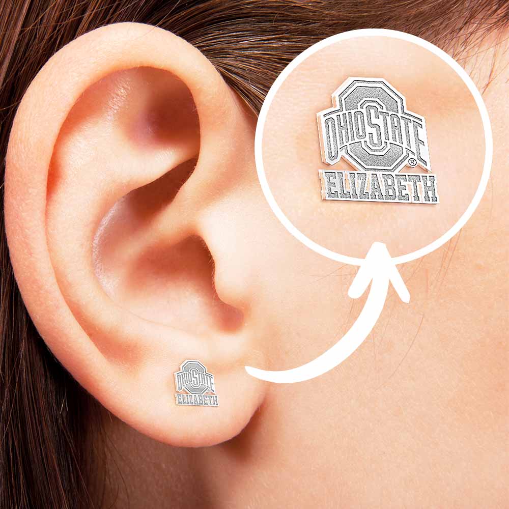 Personalized Pair Of Ohio State Logo with Name Earrings