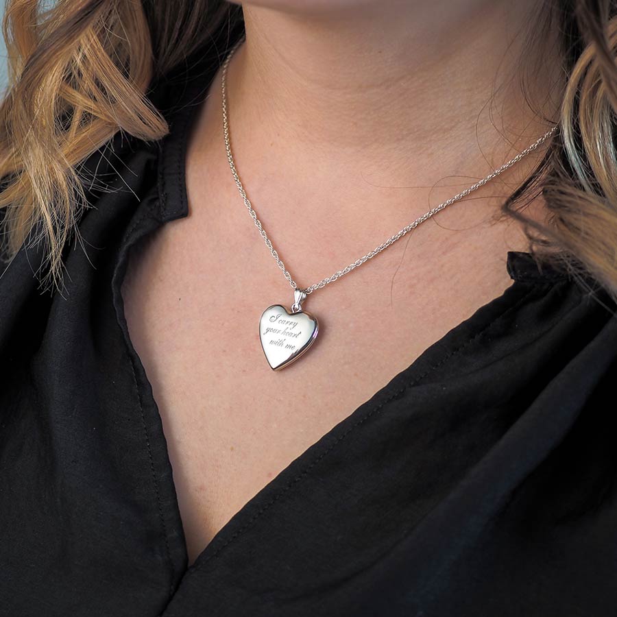Sterling Silver "I Carry Your Heart With Me" Heart Photo Locket