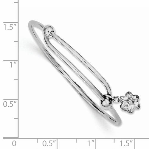Sterling Silver Children's Flower Charm Expandable Bangle Bracelet