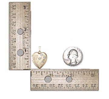 Solid 14K Yellow Gold Floral Heart Photo Locket
