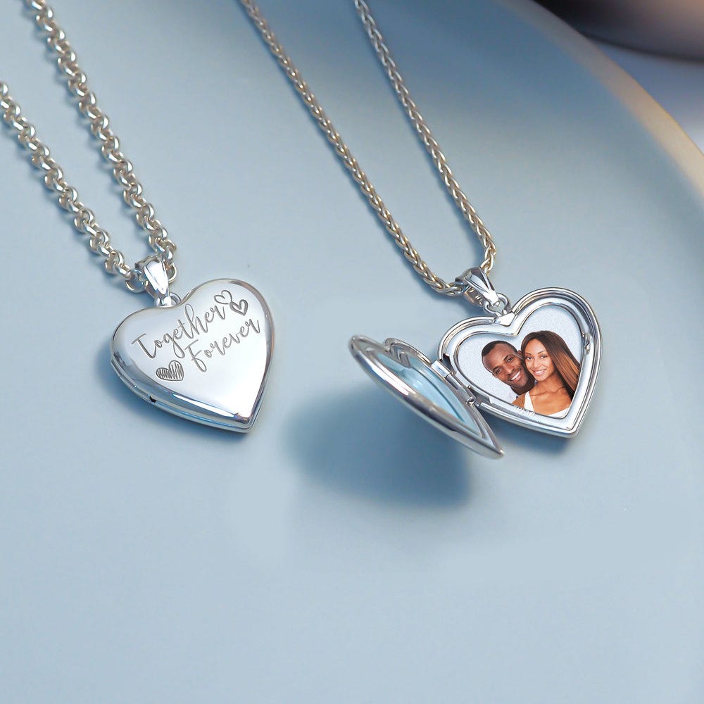 "Together Forever" Heart Photo Locket