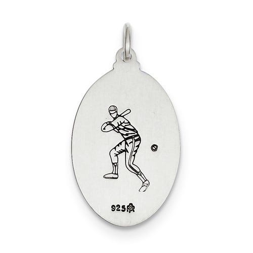 Sterling Silver Saint Christopher Double Sided Baseball Oval Religious Medal