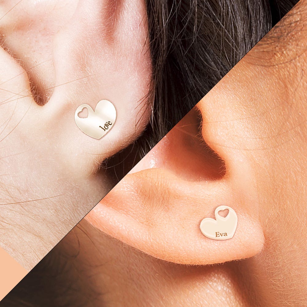 Personalized Dainty Minimal Heart Shaped Cut-Out Earrings