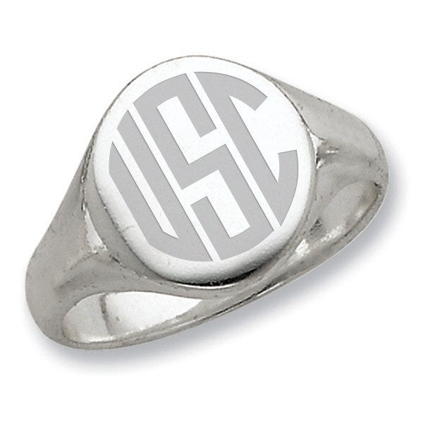 Sterling Silver Men's Round Signet Ring