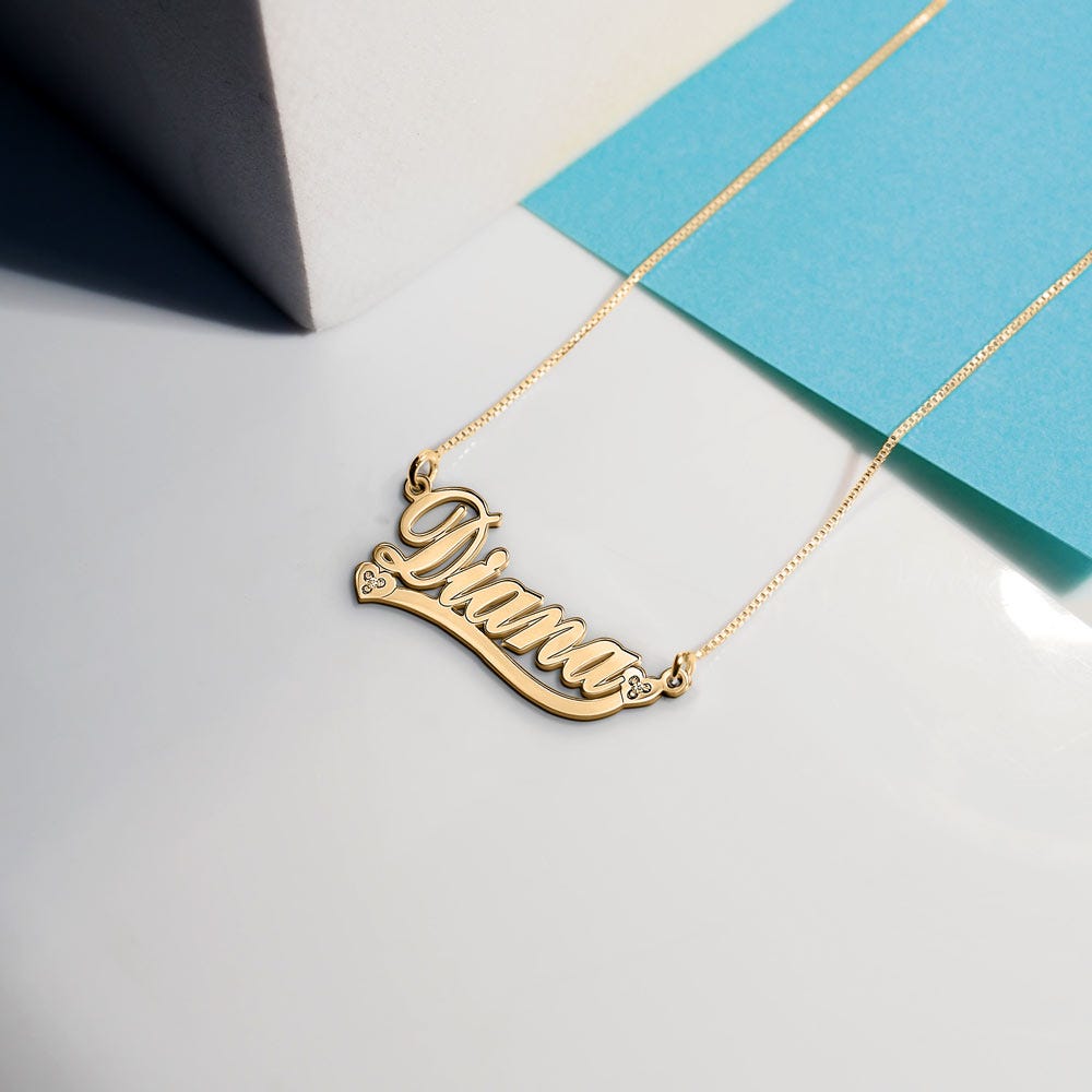 Diamond Heart Name Necklace