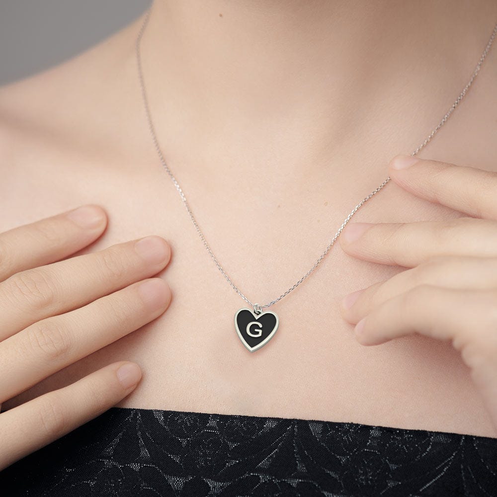 Dainty Color Initial Heart Pendant