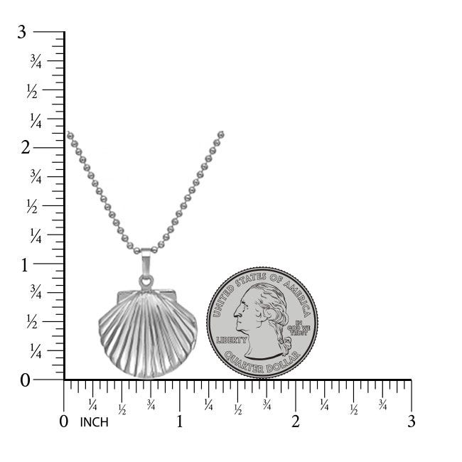 Silver Tone Seashell Photo Locket with 18" Chain