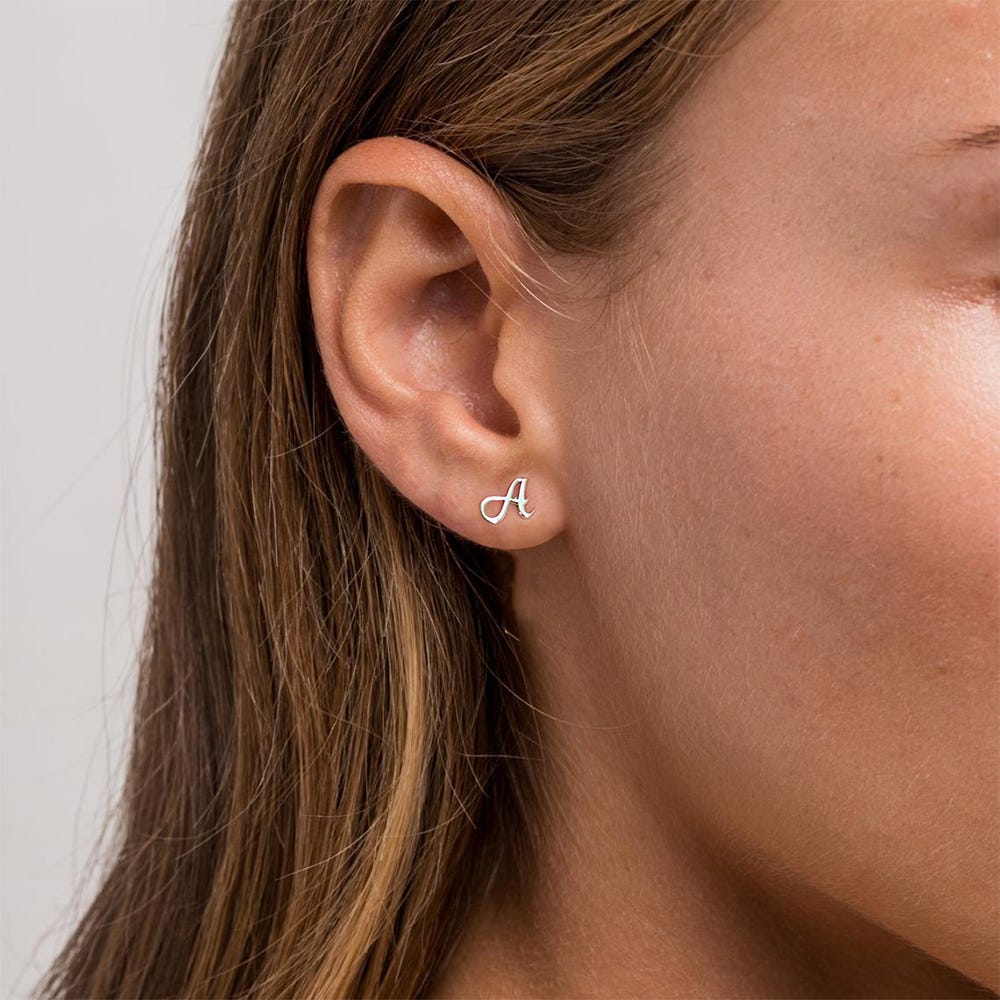 Pair of Initial Script Stud Earrings
