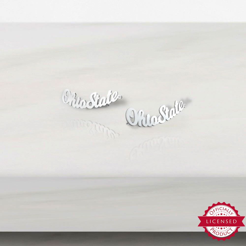 Pair Of Ohio State Script Earrings