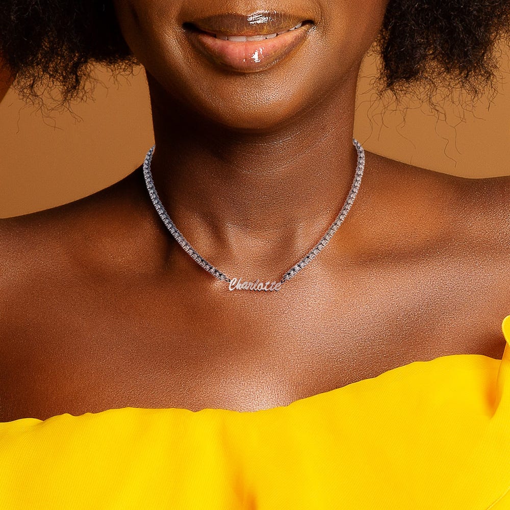 Personalized & Exclusive CZ Nameplate Necklace