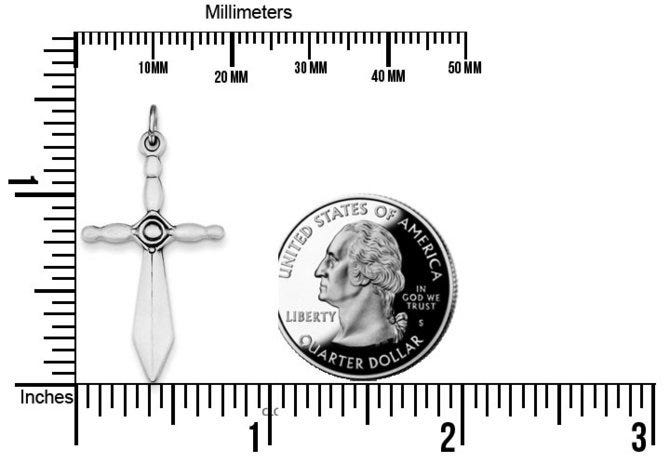 Sterling Silver Sword Cross Pendant