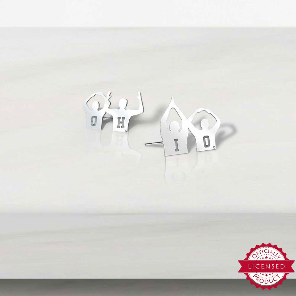 Pair Of Separated Ohio State Silhouette Earrings